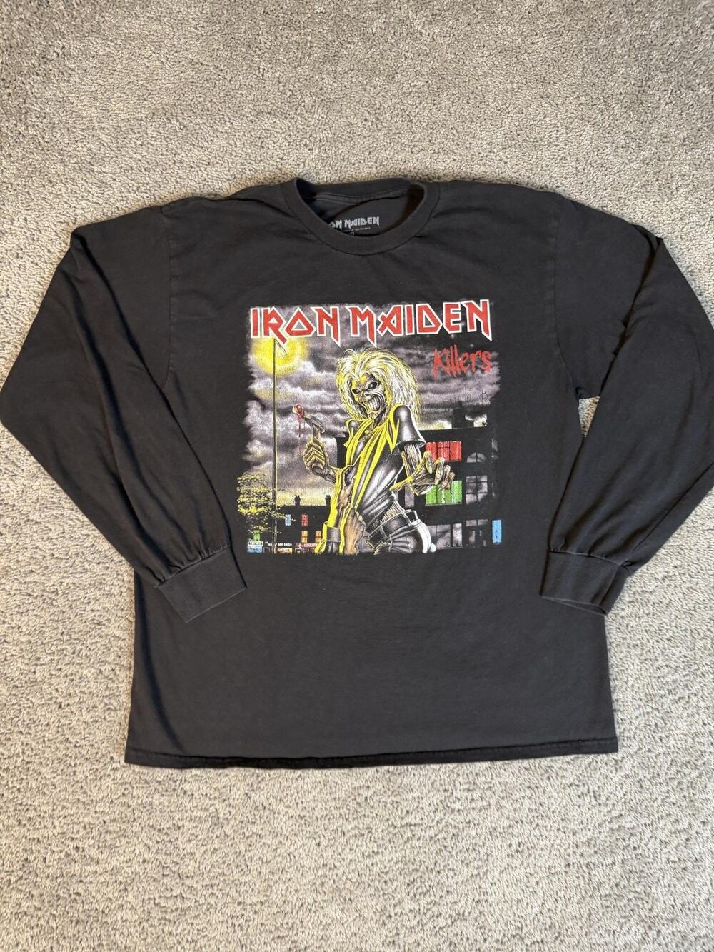 Iron Maiden Shirt Mens L Black Killers Graphic Long Sleeve Crew Neck Cotton